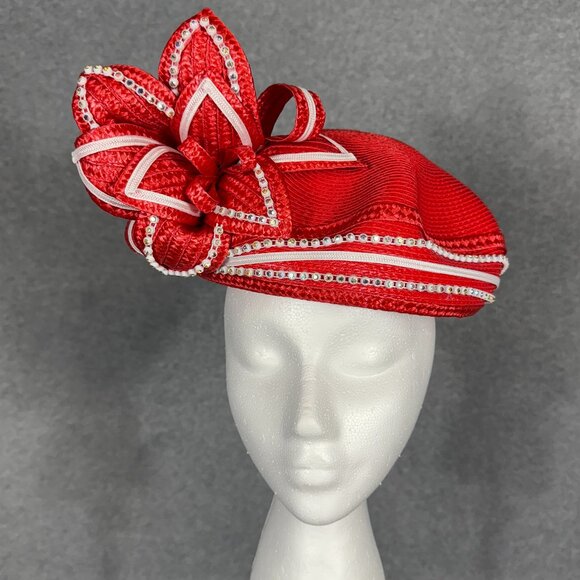Red and White KENTUCKY DERBY HAT or Sunday Church Service Hat. - Picture 1 of 4